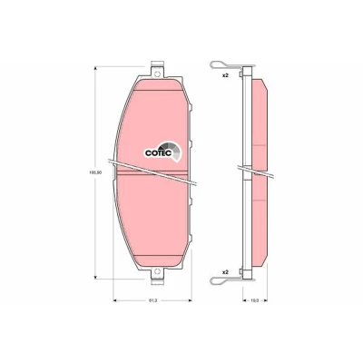 Billede af TRW COTEC GDB3222 Bremseklodser med akustisk advarsel for slid NISSAN: Patrol GR 5 SUV,