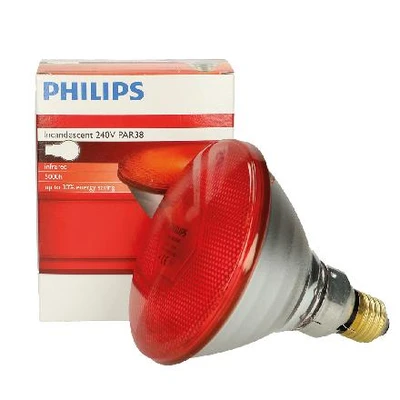 Billede af Philips varmepære PAR rød 100W, Egnet til Kvæg Køer Svin Grise Geder