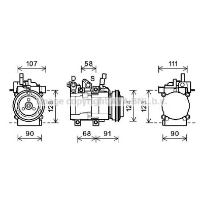 Billede af PRASCO HYK196 Kompressor HS15 R 134a