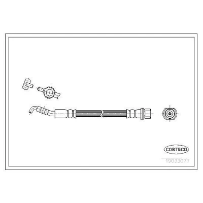 Billede af CORTECO 19033077 Bremseslange bagaksel 216 TOYOTA: Corolla IX Hatchback