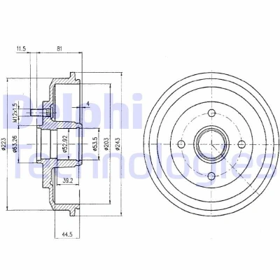 Billede af DELPHI BF402 Bremsetromler uden ABS sensorring, hjullejer 243