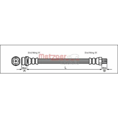 Billede af METZGER 4112314 Bremseslange 280 M10x1 FORD: MONDEO 3 Kombi,