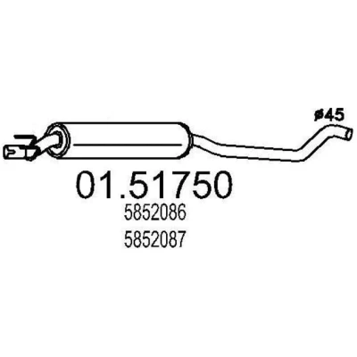 Billede af MTS 01.51750 Midterste Lyddæmper 1530 OPEL: Tigra Coupe, Corsa B Hatchback