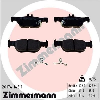Billede af ZIMMERMANN 26174.145.1 Bremseklodser med akustisk advarsel for slid Billede svarer til leveringsomfang MAZDA: CX 30, 3 Hatchback, Sedan