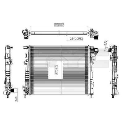 Billede af TYC 725 0032 Radiator 558 470 28 manuelt gear Loddet køleripper RENAULT: TRAFIC 2 Bus