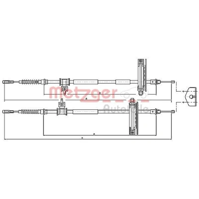 Billede af METZGER 10.5362 Håndbremsekabel bag 1770/1590 Skivebremse COFLE FORD: Focus Mk1 Hatchback
