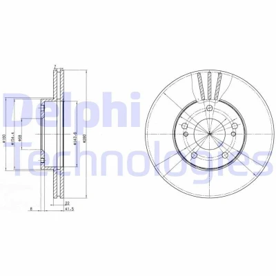 Billede af DELPHI BG2682 Bremseskiver 280 22 5 ventileret olieret ubehandlet uden hjullejer, ABS sensorring