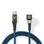 Billede af USB kabel 2.0 Type C Han 480 Mbps Guldplateret 1.00 m Runde Flettet / Nylon Blå Sort Cover Window Box