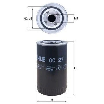 Billede af MAHLE ORIGINAL OC 27 Oliefilter med en returløbs stop ventil Påskruet filter