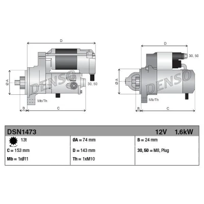 Billede af DENSO DSN1473 Starter 12 1,6 13 TOYOTA: Yaris III Hatchback