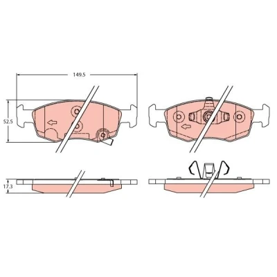 Billede af TRW GDB2350 Bremseklodser med akustisk advarsel for slid FIAT: 500 Hatchback, Panda III C Cabriolet