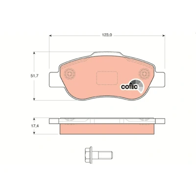 Billede af TRW COTEC GDB1589 Bremseklodser Ikke forberedt til slidindikator FIAT: Panda II Hatchback