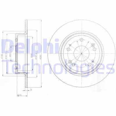 Billede af DELPHI BG4249 Bremseskiver 282 9 5 fuldstændigt olieret ubehandlet uden hjullejer, ABS sensorring HONDA: ACCORD 8, 8 Kombi