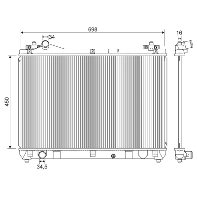 Billede af VALEO 701243 Radiator Aluminium 450 698 16 uden kappe Loddet køleripper SUZUKI: Grand Vitara 2 SUV