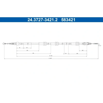 Billede af ATE 24.3727 3421.2 Håndbremsekabel 1607mm