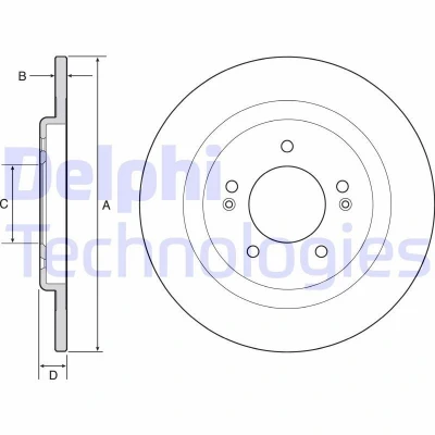 Billede af DELPHI BG4563C Bremseskiver 284 10 5 fuldstændigt coatet ubehandlet uden hjullejer, ABS sensorring HYUNDAI: i40 Stationcar, Sedan