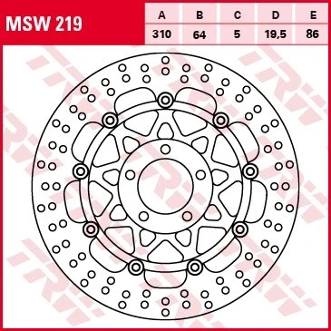 Billede af TRW MSW219 Bremseskiver 310 5 hullet, svømmende bremseskive