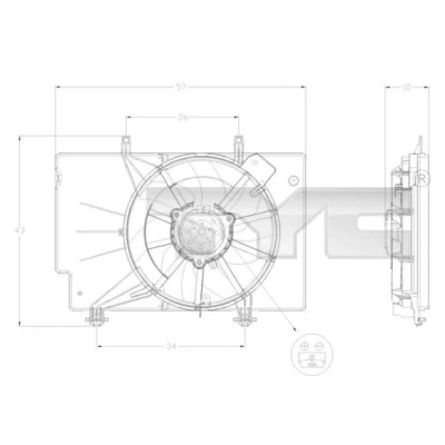 Billede af TYC 810 0042 Køleventilator 340 230 med kølerventilatorramme (karm) FORD: FIESTA 6