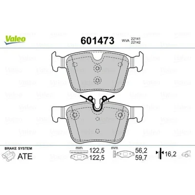 Billede af VALEO 601473 Bremseklodser bagaksel med anti knirke plade VOLVO: V60 II, V90 II Stationcar, XC90 LAND ROVER: Discovery Sport, Range Rover Evoque