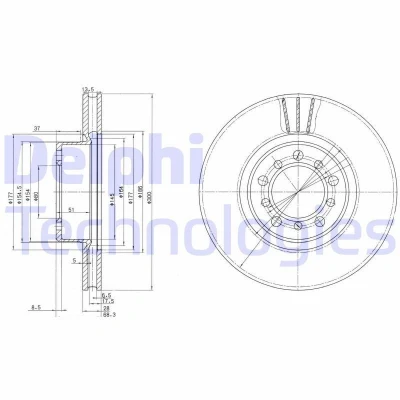 Billede af DELPHI BG2372 Bremseskiver 300 28 5 ventileret olieret ubehandlet uden hjullejer, ABS sensorring MERCEDES BENZ: S klasse Sedan