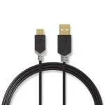 Billede af USB kabel 2.0 A Han C 480 Mbps Guldplateret 2.00 m Runde PVC Antracit Box