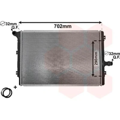Billede af VAN WEZEL *** IR PLUS 58002208 Radiator Aluminium 650 432 32 med tilbehør Venstre tilslutning, Tilslutning i siden Loddet køleripper