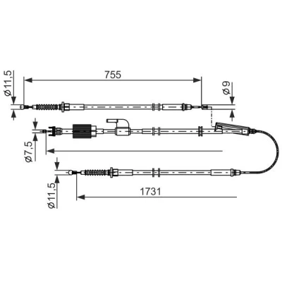 Billede af BOSCH 1 987 482 804 Håndbremsekabel 1731, 755 OPEL: Zafira C Tourer