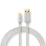 Billede af USB kabel 2.0 A Han Type C 480 Mbps 10 W Guldplateret 2.00 m Runde Flettet / Nylon Aluminium Cover Window Box
