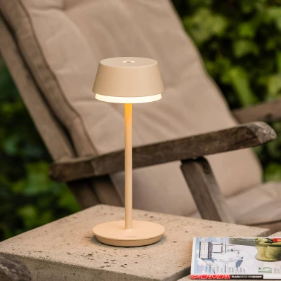 Billede af LED bordlampe Lyon, sandfarvet, IP54, dæmper, CCT, RGB