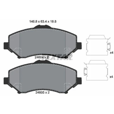 Billede af TEXTAR 2460401 Bremseklodser med akustisk advarsel for slid DODGE: Journey MPV, Nitro SUV