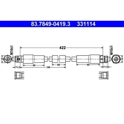 Billede af ATE 83.7849 0419.3 Bremseslange 422 AUDI: A8 D3