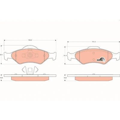 Billede af TRW COTEC GDB1418 Bremseklodser Ikke forberedt til slidindikator FORD: KA Hatchback, FIESTA 4, Escort 6
