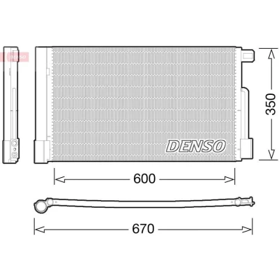 Billede af DENSO DCN01004 Kondensator med tørrer 600x350 R 134a 600 FIAT: Grande Punto Hatchback, Evo III Hatchback