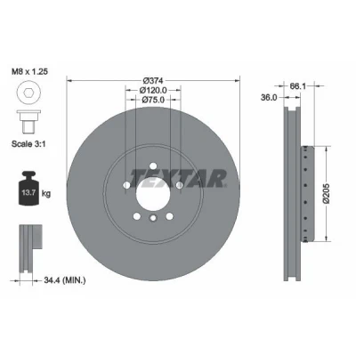 Billede af TEXTAR PRO+ 92266125 Bremseskiver BMW: 5 Touring, Sedan, 7