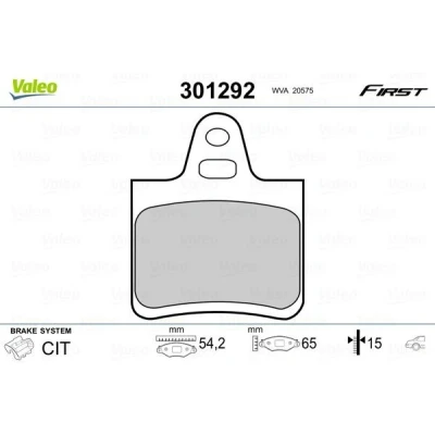 Billede af VALEO 301292 Bremseklodser FIRST bagaksel Ekskl. slidadvarselskontakt uden anti knirke plade CITROËN: XM II Hatchback, I Hatchback