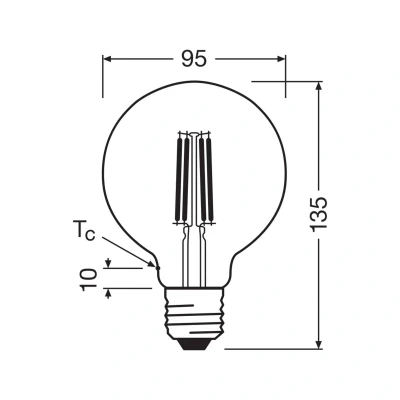 Billede af OSRAM LED pære Globe G95 E27 3,8W Filament 2,700K