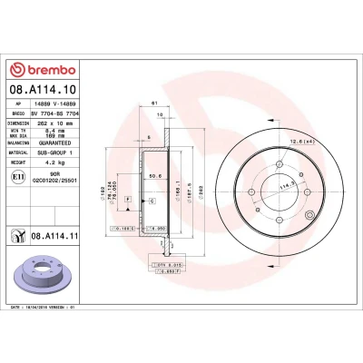 Billede af Bremseskive BREMBO 08.A114.11