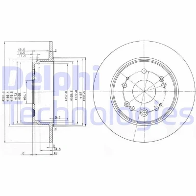 Billede af DELPHI BG3979 Bremseskiver 282 9 5 fuldstændigt olieret ubehandlet uden hjullejer, ABS sensorring HONDA: CR V 2