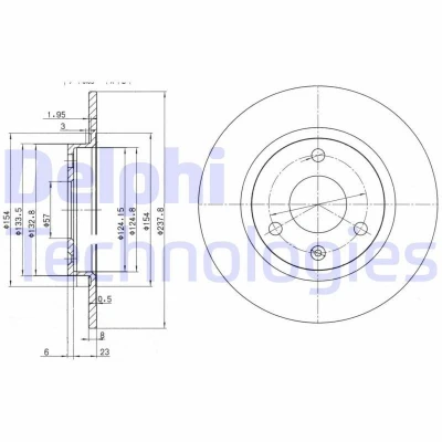 Billede af DELPHI BG2355 Bremseskiver 238 8 3 fuldstændigt olieret ubehandlet uden hjullejer, ABS sensorring PEUGEOT: 106 II Hatchback