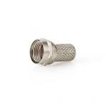 Billede af F Connector Lige Han Nikkelplateret 75 Ohm Slå til Kabeldiameter: 7.4 mm Zinc Alloy Sølv 25 stk. Plastikpose