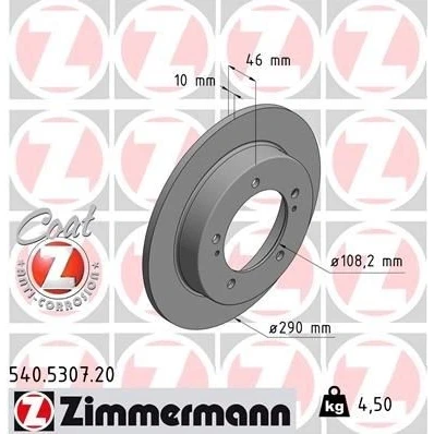 Billede af ZIMMERMANN COAT Z 540.5307.20 Bremseskiver 290 10 7/5 5 140 fuldstændigt coatet SUZUKI: Jimny SUV, IV SUV