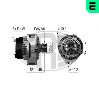 Billede af ERA 210052A Generator 14V 90A MERCEDES BENZ: W124 Stationcar, Sedan, Sprinter 3 T Ladvogn/Chassis
