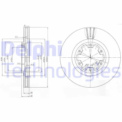 Billede af DELPHI BG3972 Bremseskiver 300 28 6 ventileret olieret ubehandlet uden hjullejer, ABS sensorring MAZDA: 3 Sedan, NISSAN: NP300 Pick up, Up