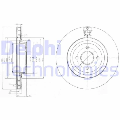 Billede af DELPHI BG3852 Bremseskiver 324 28 4 ventileret olieret ubehandlet uden hjullejer, ABS sensorring FORD: Focus Mk1 Hatchback