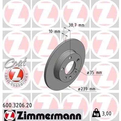 Billede af Bremseskive ZIMMERMANN 600.3206.20