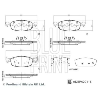 Billede af BLUE PRINT ADBP420116 Bremseklodser foraksel med akustisk advarsel for slid TOYOTA: Yaris IV, Aygo X, MAZDA: 2 Hatchback
