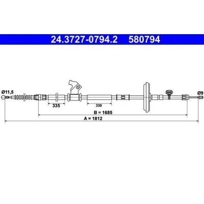Billede af Kabel, parkeringsbremse ATE 24.3727 0794.2