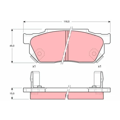 Billede af TRW GDB325 Bremseklodser med akustisk advarsel for slid HONDA: CRX 2
