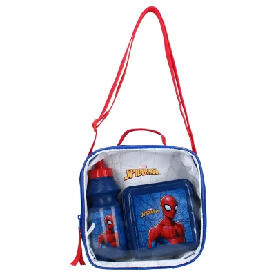 Billede af Kidzroom Lunch BAG SET OF 2 Spiderman Squeeze THE DAY Unisex Madkasse til børn, Størrelse: One Size, Blue