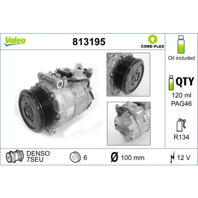 Billede af VALEO 813195 Kompressor 7SEU 12 PAG 46 R 134a med kompressorolie NEW ORIGINAL PART MERCEDES BENZ: S klasse Sedan, CLK Coupe
